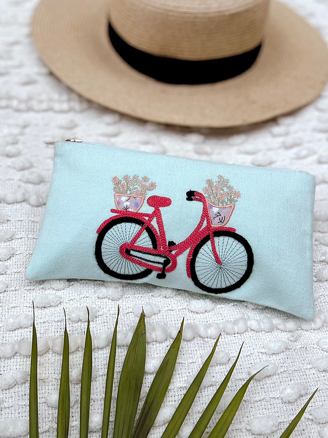 MASQ Set of 2 Embroidered Makeup Pouch, Blue 
MASQ Set of 2 Embroidered Makeup Pouch, Blue