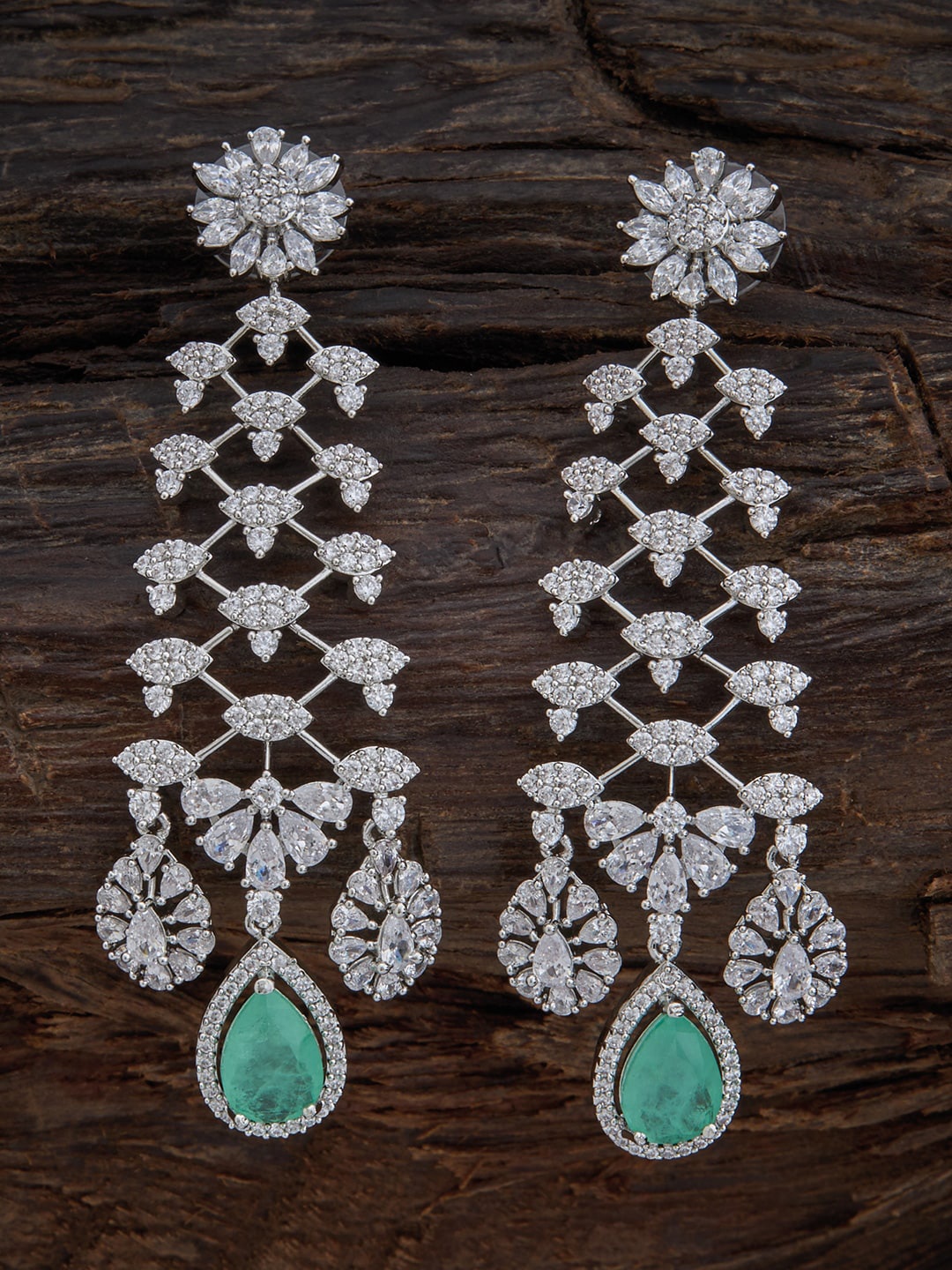 Kushal's Fashion Jewellery Rhodium-Plated Cubic Zirconia Teardrop Shaped Drop Earrings, Sea green
Kushal's Fashion Jewellery Rhodium-Plated Cubic Zirconia Teardrop Shaped Drop Earrings, Sea green