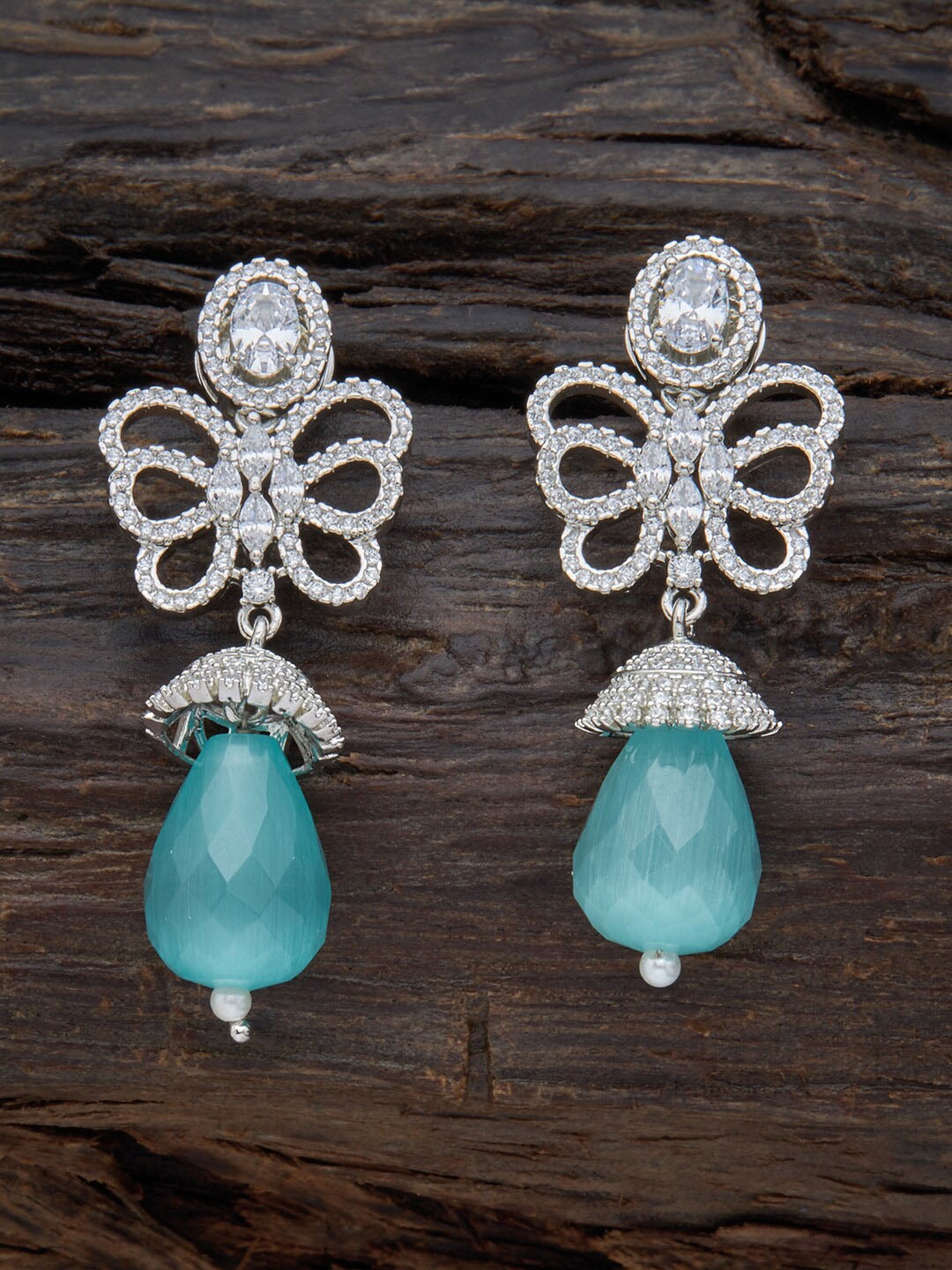 Kushal's Fashion Jewellery Rhodium-Plated Cubic Zirconia Floral Drop Earrings, Sea green
Kushal's Fashion Jewellery Rhodium-Plated Cubic Zirconia Floral Drop Earrings, Sea green