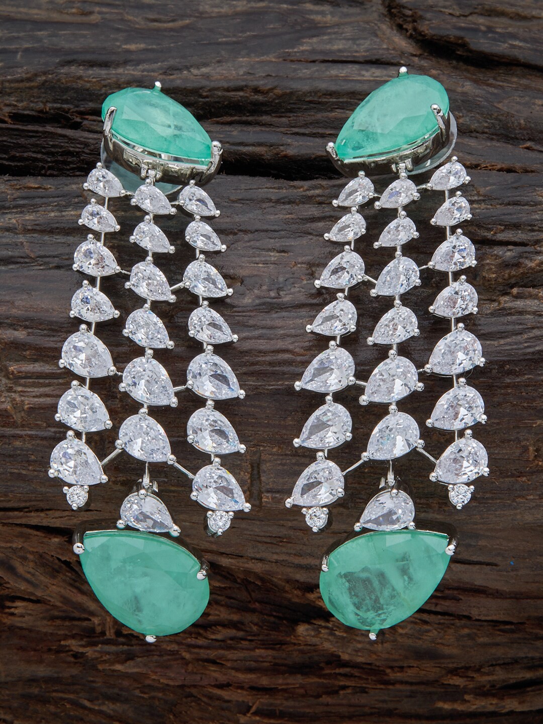 Kushal's Fashion Jewellery Rhodium-Plated Cubic Zirconia Teardrop Shaped Drop Earrings, Sea green
Kushal's Fashion Jewellery Rhodium-Plated Cubic Zirconia Teardrop Shaped Drop Earrings, Sea green