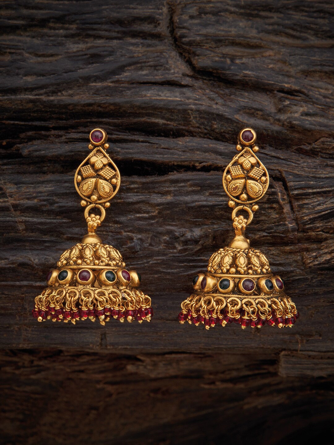 Kushal's Fashion Jewellery 92.5 Pure Silver & Gold-Plated Classic Jhumkas Earrings, Red
Kushal's Fashion Jewellery 92.5 Pure Silver & Gold-Plated Classic Jhumkas Earrings, Red