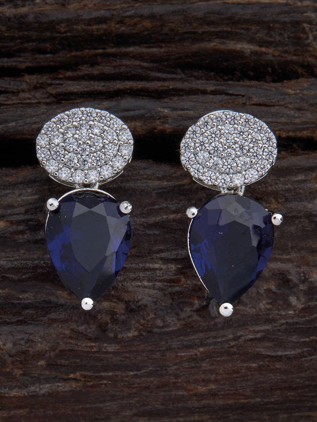 Kushal's Fashion Jewellery Rhodium-Plated Cubic Zirconia Teardrop Shaped Drop Earrings, Navy blue
Kushal's Fashion Jewellery Rhodium-Plated Cubic Zirconia Teardrop Shaped Drop Earrings, Navy blue