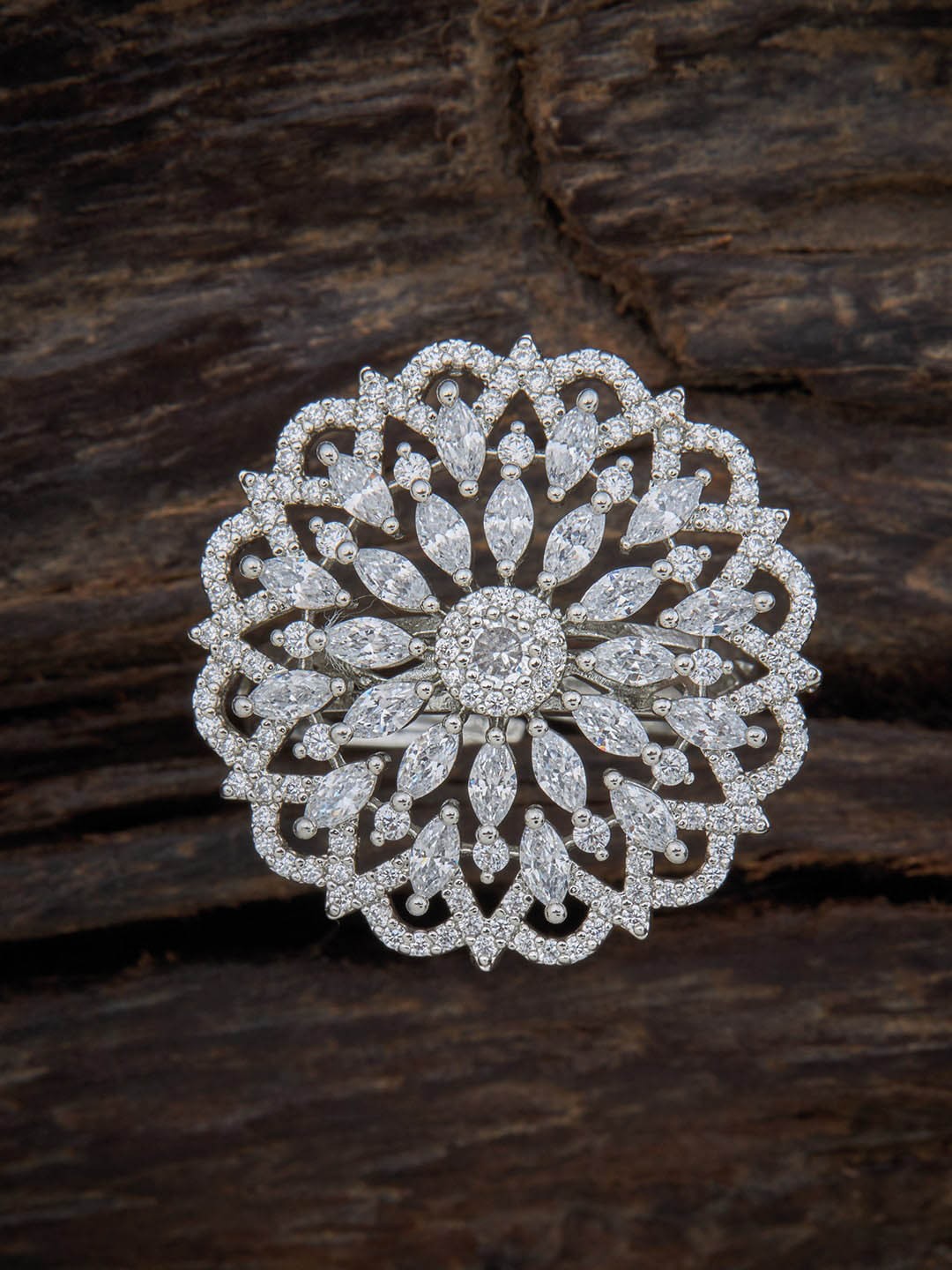 Kushal's Fashion Jewellery Rhodium-Plated CZ Stone-Studded Adjustable Finger Ring, Silver
Kushal's Fashion Jewellery Rhodium-Plated CZ Stone-Studded Adjustable Finger Ring, Silver