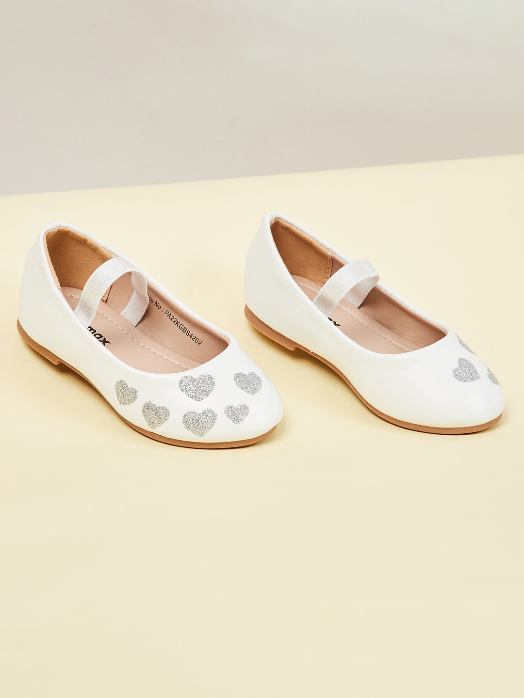 max Girls Embellished Ballerinas, White