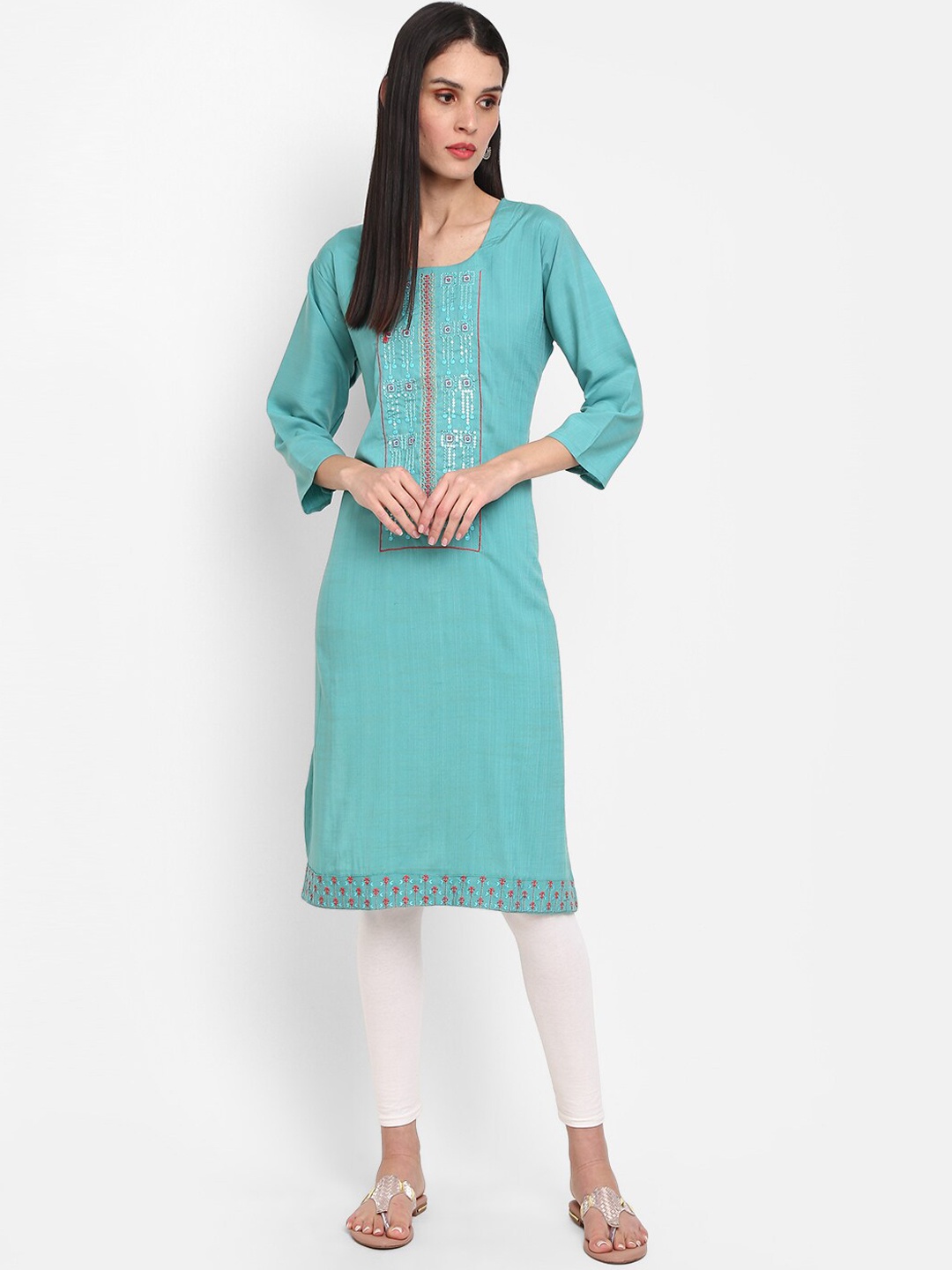 V-Mart Women Ethnic Motifs Sequinned Kurta, Blue
