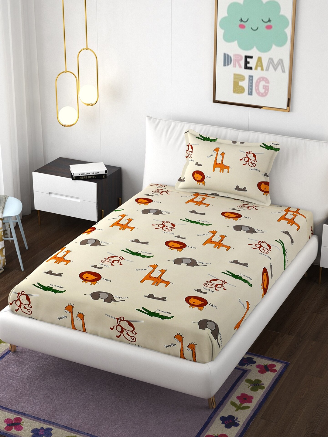 Molly & Michel Cream-Coloured & Orange Cartoon Characters 210 TC Single Bedsheet with 1 Pillow Covers
Molly & Michel Cream-Coloured & Orange Cartoon Characters 210 TC Single Bedsheet with 1 Pillow Covers