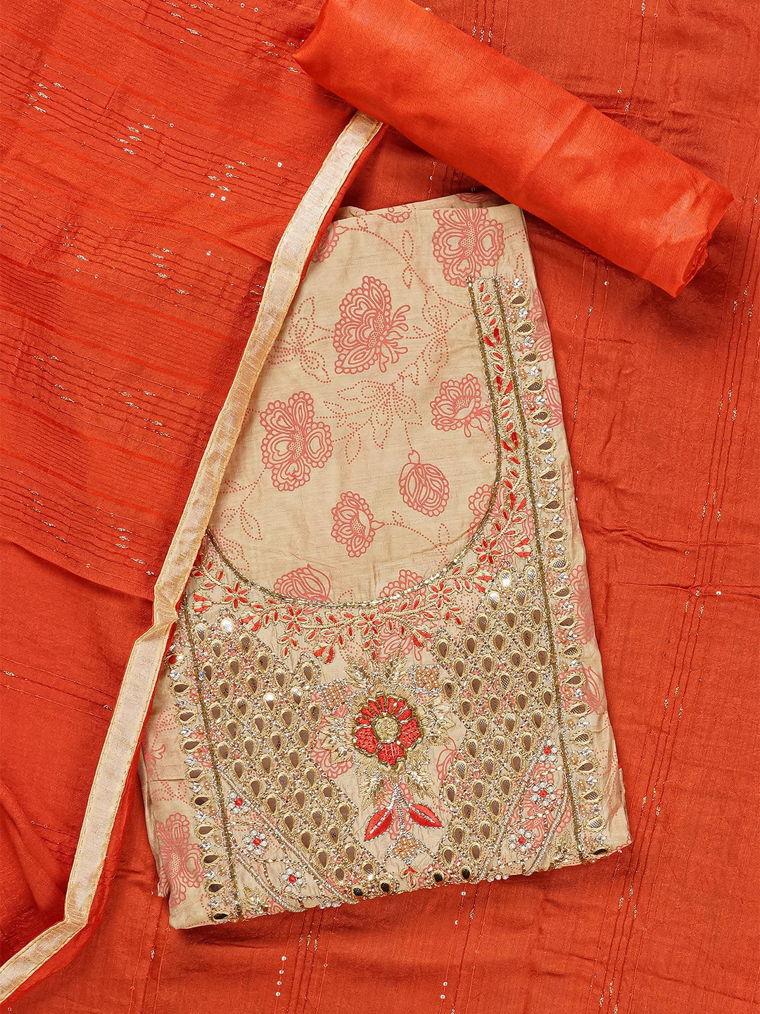 Kalamandir Unstitched Dress Material, Cream