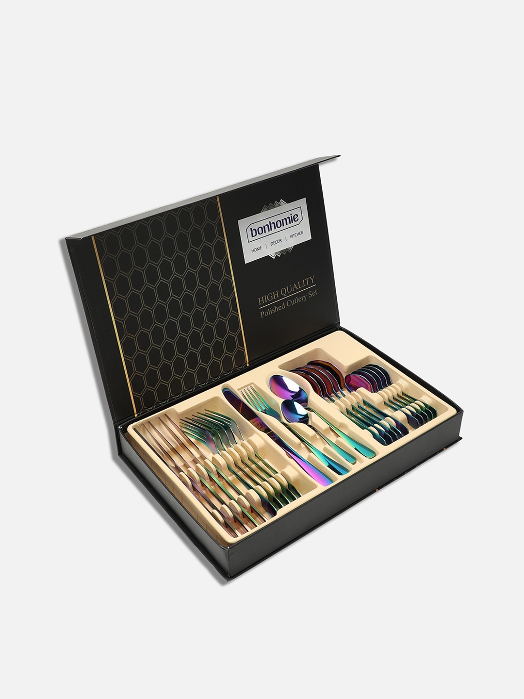 Bonhomie Set Of 4 Blue & Pink Metal Cutlery Set