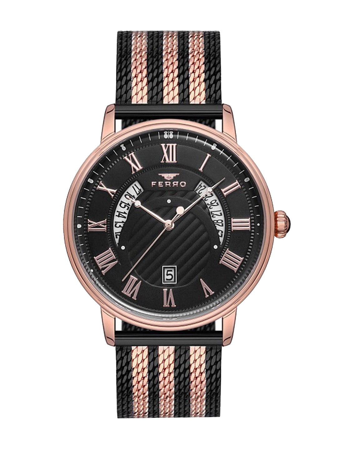 Ferro Men Stainless Steel Bracelet Style Straps Analogue Watch F11050C-1117-R2, Black
Ferro Men Stainless Steel Bracelet Style Straps Analogue Watch F11050C-1117-R2, Black