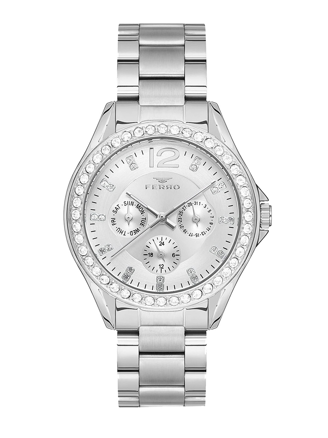 Ferro Men Brass Dial & Stainless Steel Bracelet Style Straps Analogue Watch-FM21140A, Silver
Ferro Men Brass Dial & Stainless Steel Bracelet Style Straps Analogue Watch-FM21140A, Silver