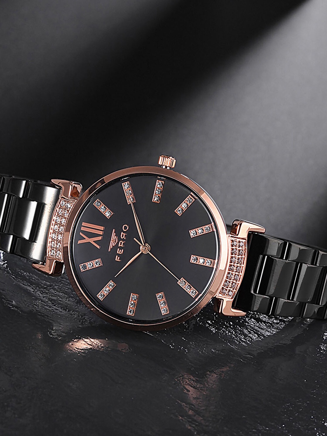 Ferro Women Brass Dial & Stainless Steel Bracelet Style Straps Analogue Watch-F21082A, Black
Ferro Women Brass Dial & Stainless Steel Bracelet Style Straps Analogue Watch-F21082A, Black