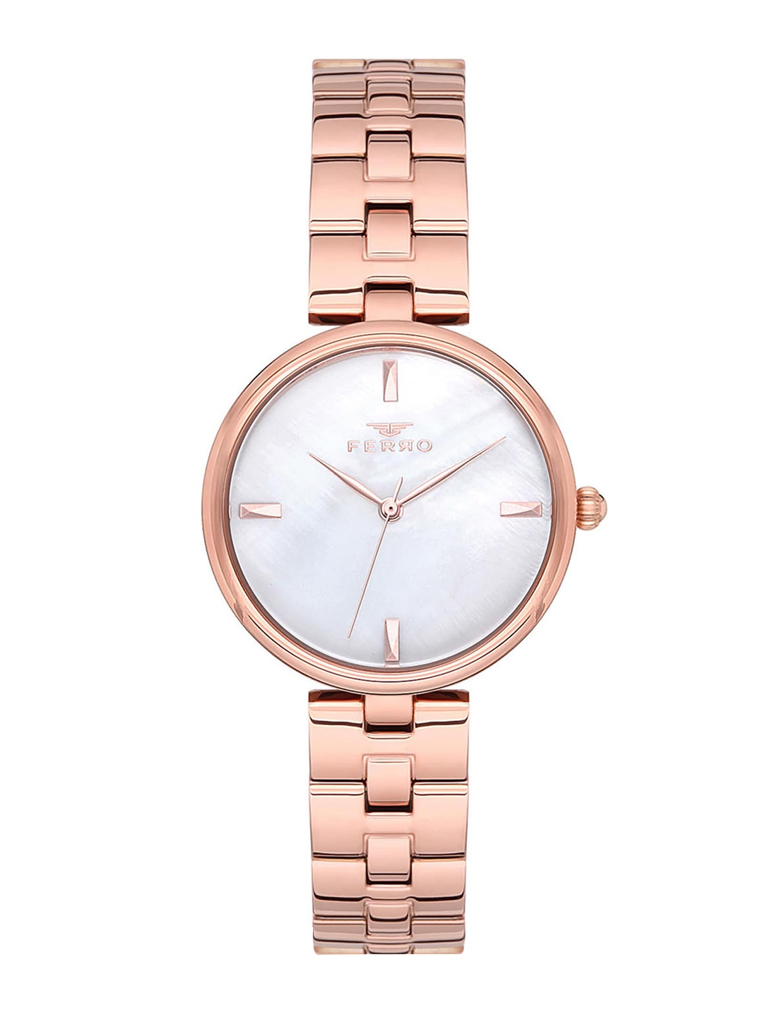 Ferro Women Brass Dial & Stainless Steel Bracelet Style Straps Analogue Watch-F21100A-C, Silver
Ferro Women Brass Dial & Stainless Steel Bracelet Style Straps Analogue Watch-F21100A-C, Silver