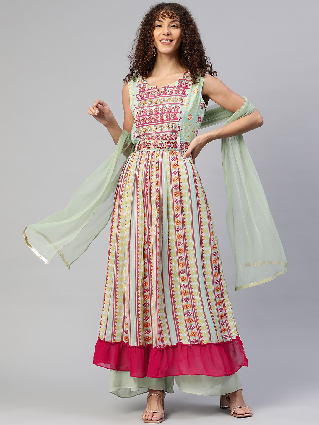 ZOLA Women Ethnic Motifs Embroidered Thread Work Kurta with Palazzos & With Dupatta, Green
ZOLA Women Ethnic Motifs Embroidered Thread Work Kurta with Palazzos & With Dupatta, Green