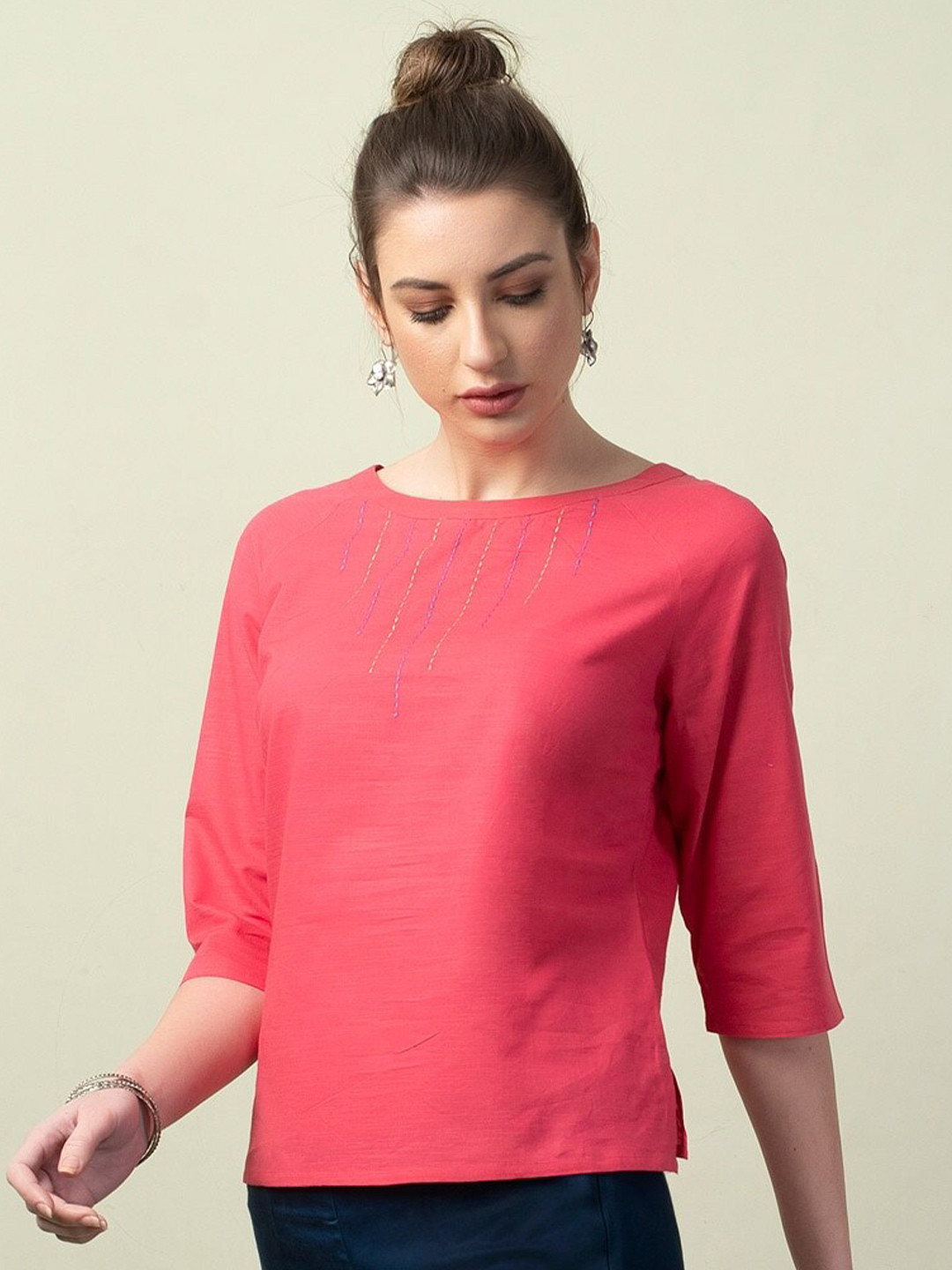 Fabindia Geometric Embroidered Pure Cotton Regular Top, Red
Fabindia Geometric Embroidered Pure Cotton Regular Top, Red