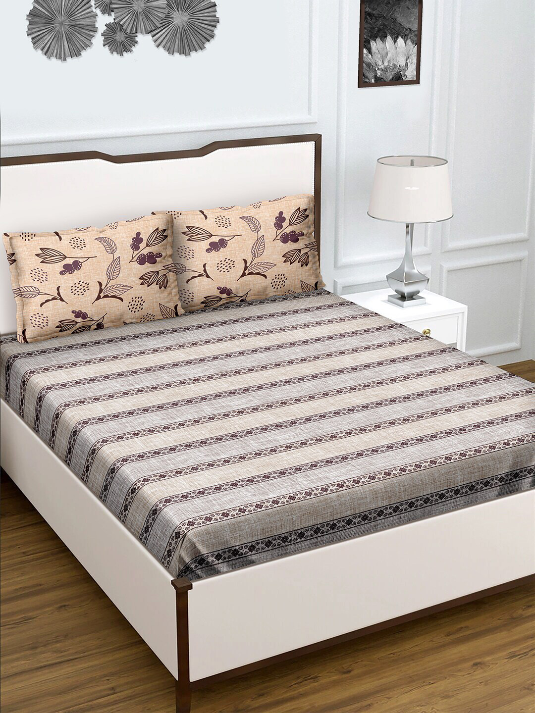 BELLA CASA Floral Printed 180 TC Cotton Queen Bedsheet with 2 Pillow Covers, Beige
BELLA CASA Floral Printed 180 TC Cotton Queen Bedsheet with 2 Pillow Covers, Beige