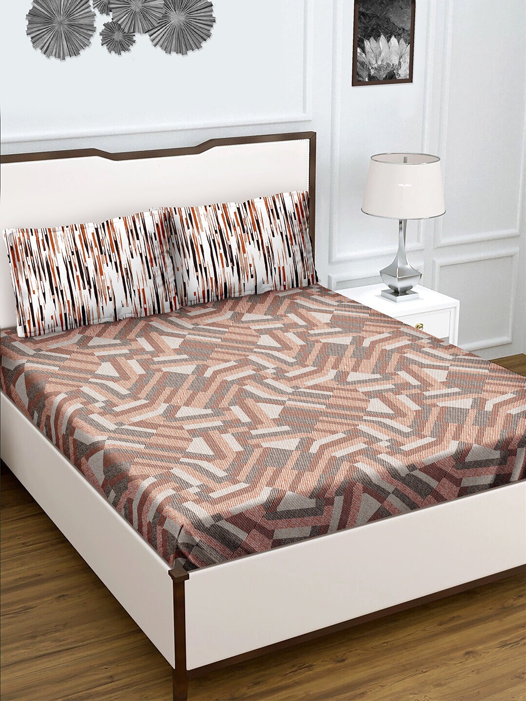 BELLA CASA Genteel Collection Geometric 180 TC Cotton Queen Bedsheet with 2 Pillow Covers, Brown
BELLA CASA Genteel Collection Geometric 180 TC Cotton Queen Bedsheet with 2 Pillow Covers, Brown