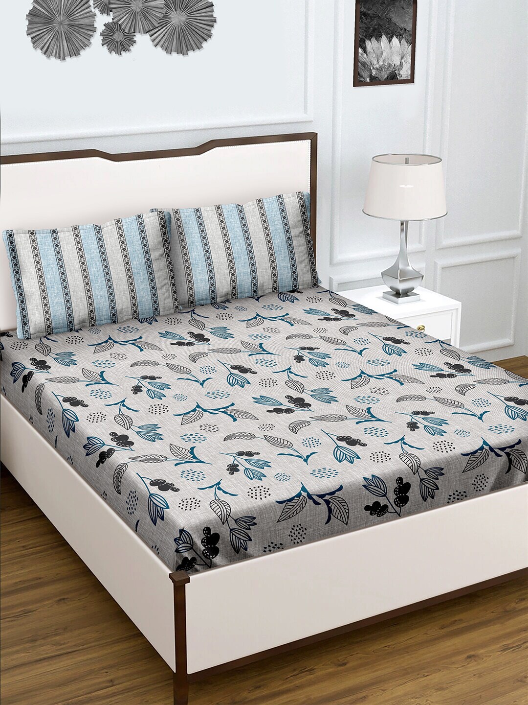 BELLA CASA Genteel Collection Floral 180 TC Cotton Queen Bedsheet with 2 Pillow Covers, Grey
BELLA CASA Genteel Collection Floral 180 TC Cotton Queen Bedsheet with 2 Pillow Covers, Grey