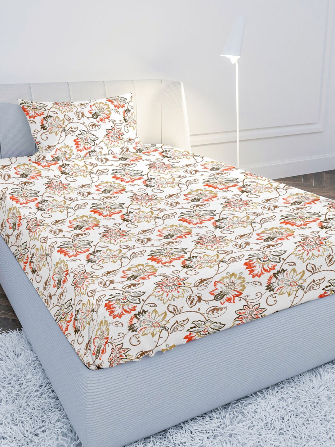 MAYFAIR HOMES LONDON Orange & White Floral 144 TC Single Bedsheet with 1 Pillow Covers
MAYFAIR HOMES LONDON Orange & White Floral 144 TC Single Bedsheet with 1 Pillow Covers