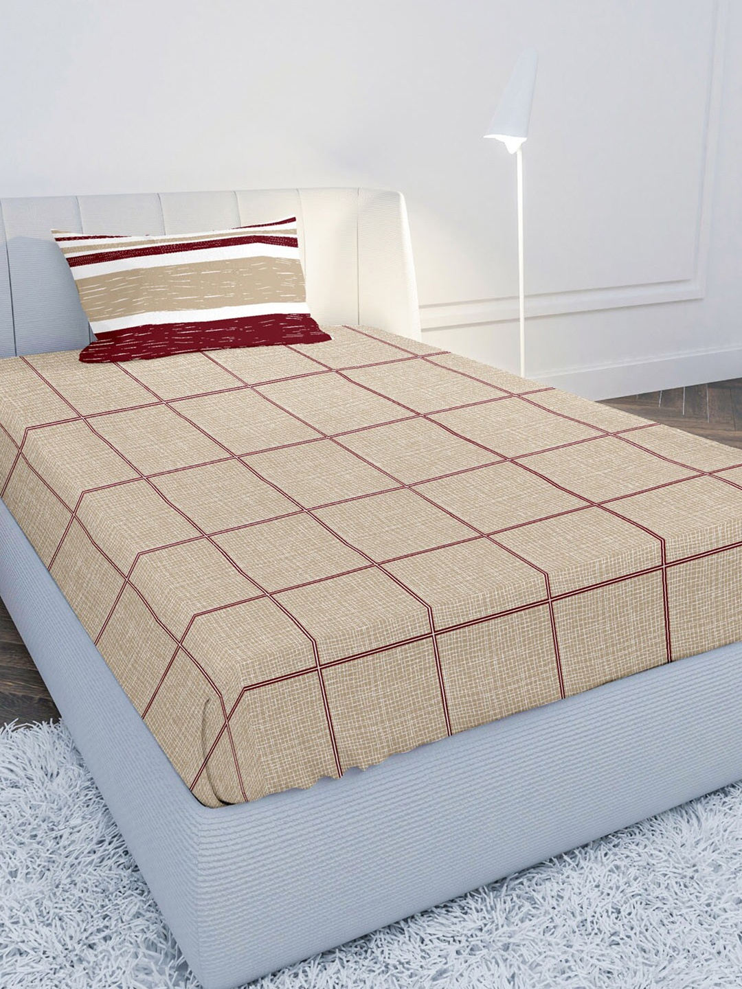 MAYFAIR HOMES LONDON Brown & Maroon Geometric 144 TC Single Bedsheet with 1 Pillow Covers
MAYFAIR HOMES LONDON Brown & Maroon Geometric 144 TC Single Bedsheet with 1 Pillow Covers