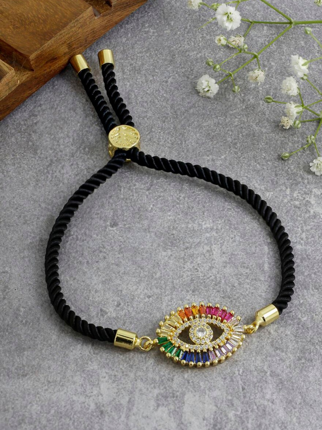 ZIVOM Women Gold-Toned & Black Brass Cubic Zirconia Antique Gold-Plated Charm Bracelet
ZIVOM Women Gold-Toned & Black Brass Cubic Zirconia Antique Gold-Plated Charm Bracelet