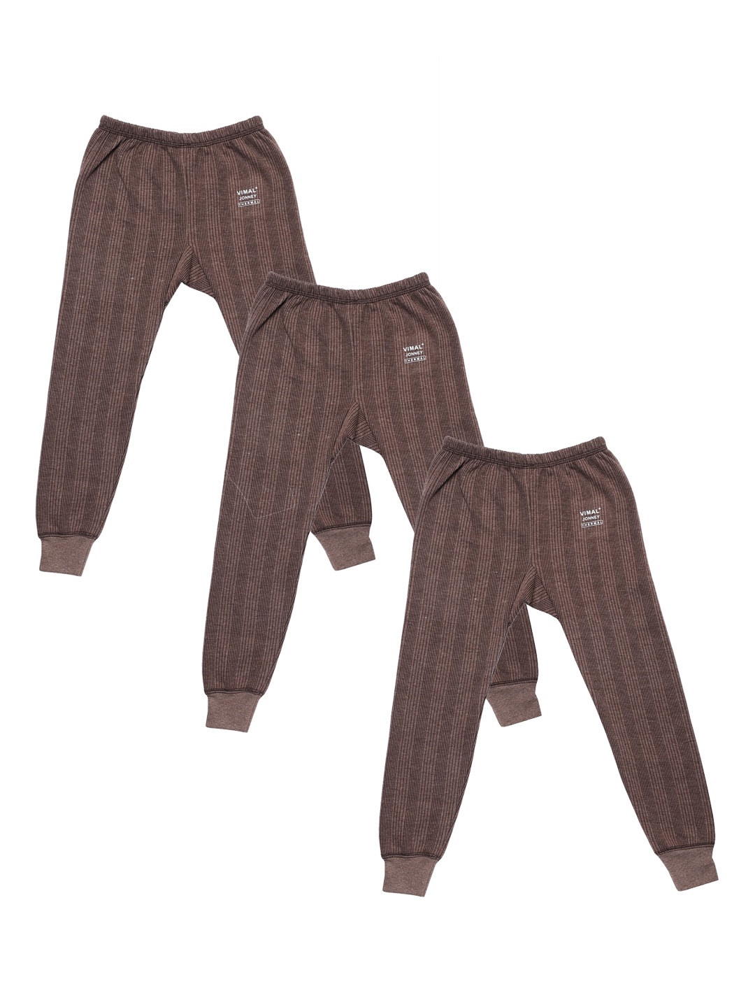 VIMAL JONNEY Infant Unisex Kids Pack Of 3 Brown Striped Cotton Thermal Bottoms, Coffee brown
VIMAL JONNEY Infant Unisex Kids Pack Of 3 Brown Striped Cotton Thermal Bottoms, Coffee brown