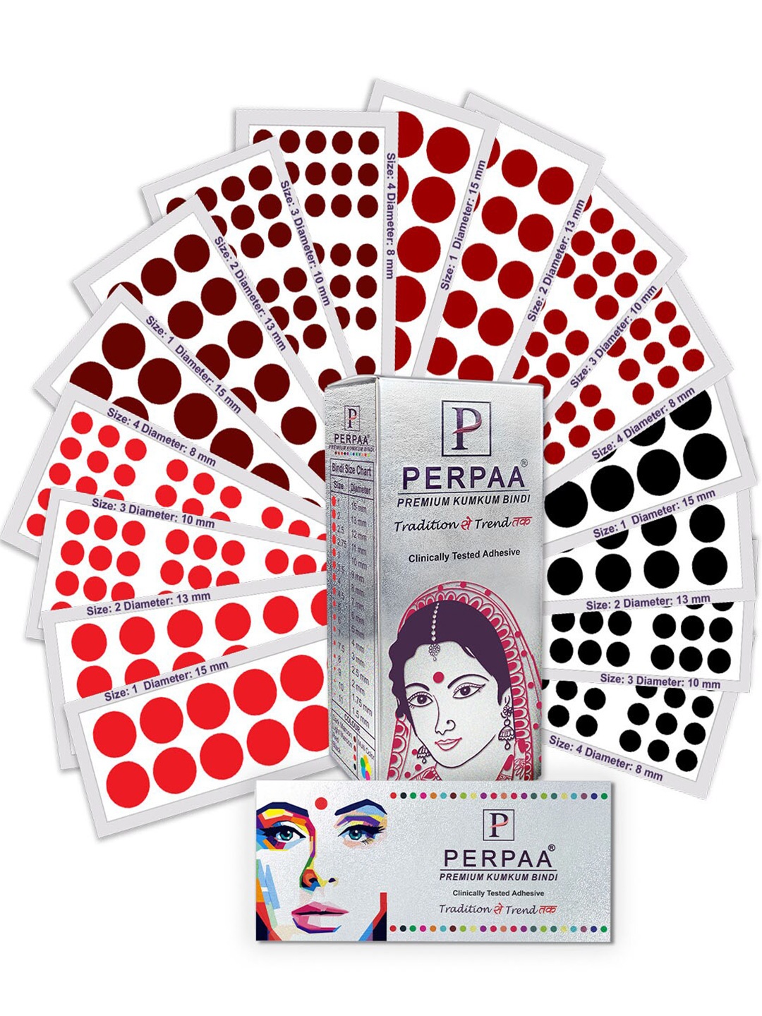 PERPAA Premium Kumkum Set Of 16 Velvet Sticker Kumkum Bindi Box - Red - Black - Dark-Maroon - Light-Maroon
PERPAA Premium Kumkum Set Of 16 Velvet Sticker Kumkum Bindi Box - Red - Black - Dark-Maroon - Light-Maroon