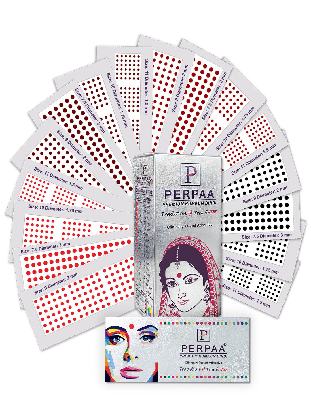 PERPAA Set of 16 Premium Velvet Sticker Kumkum Bindi Flaps - Red + Maroon + Burgundy + Black
PERPAA Set of 16 Premium Velvet Sticker Kumkum Bindi Flaps - Red + Maroon + Burgundy + Black