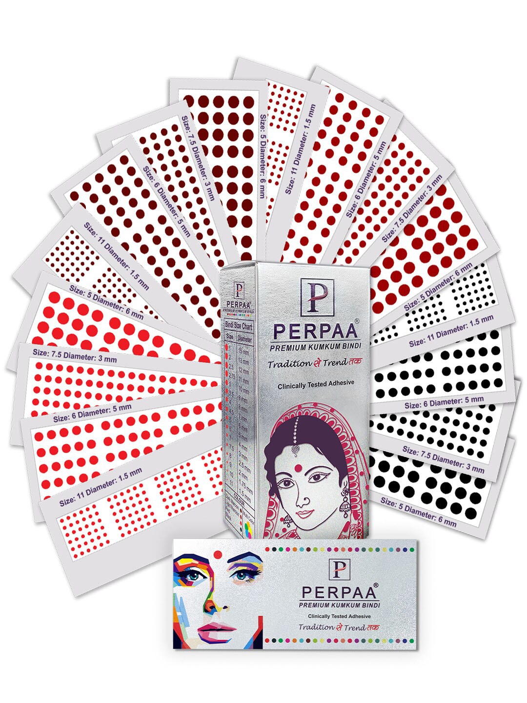 PERPAA Set of 16 Premium Velvet Sticker Kumkum Bindi Flaps - Red + Maroon + Burgundy + Black
PERPAA Set of 16 Premium Velvet Sticker Kumkum Bindi Flaps - Red + Maroon + Burgundy + Black