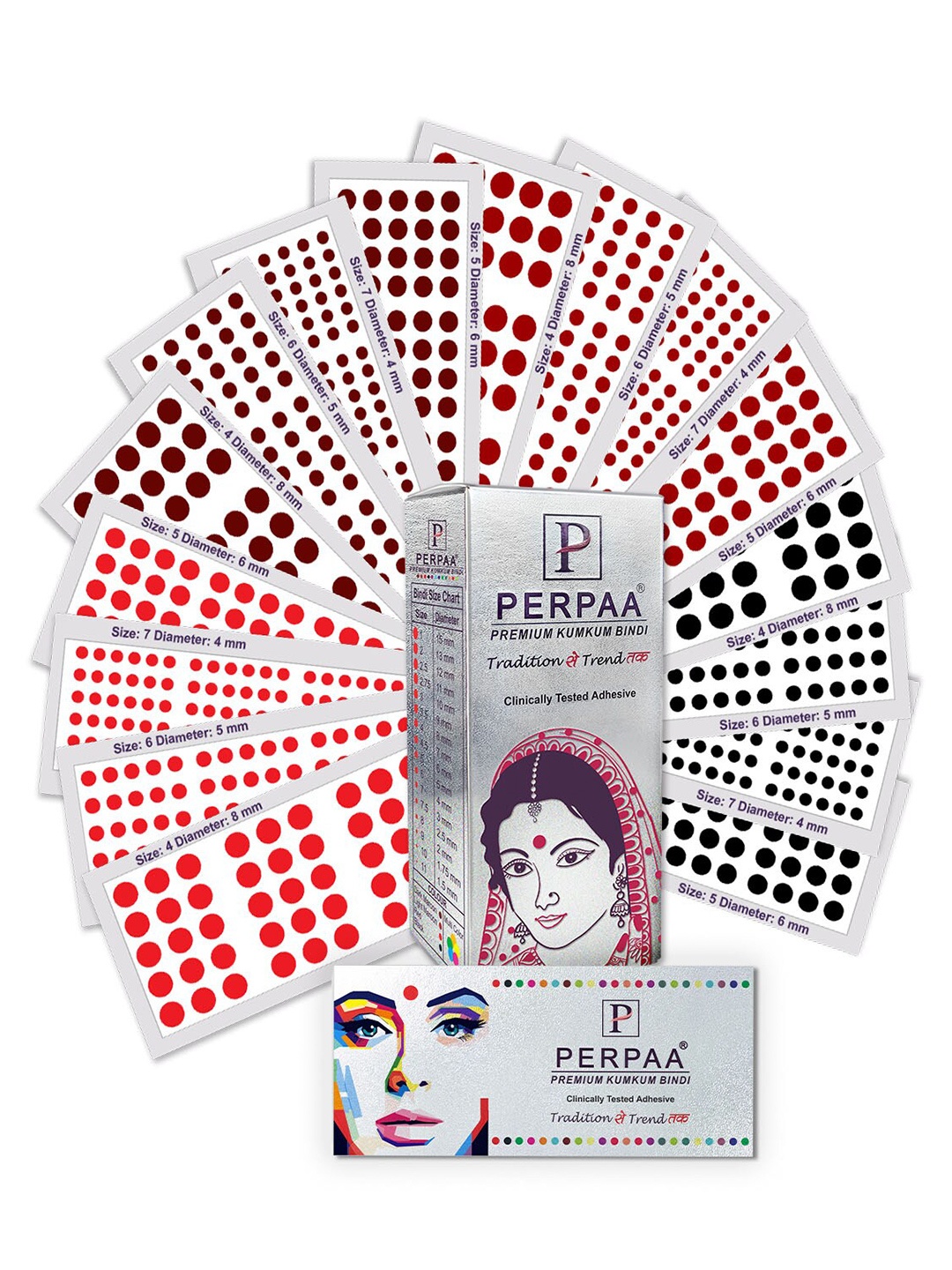 PERPAA Premium Kumkum Set Of 16 Velvet Sticker Kumkum Bindi Box - Red - Black - Dark-Maroon - Light-Maroon, Multi
PERPAA Premium Kumkum Set Of 16 Velvet Sticker Kumkum Bindi Box - Red - Black - Dark-Maroon - Light-Maroon, Multi