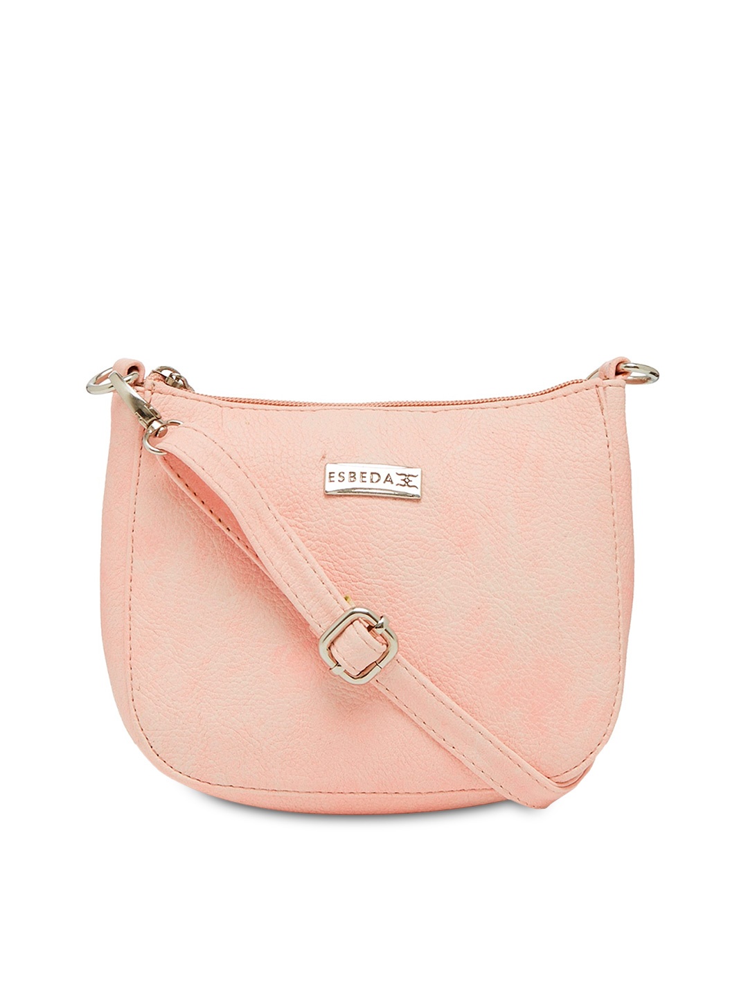ESBEDA Peach-Coloured Solid Sling Bag