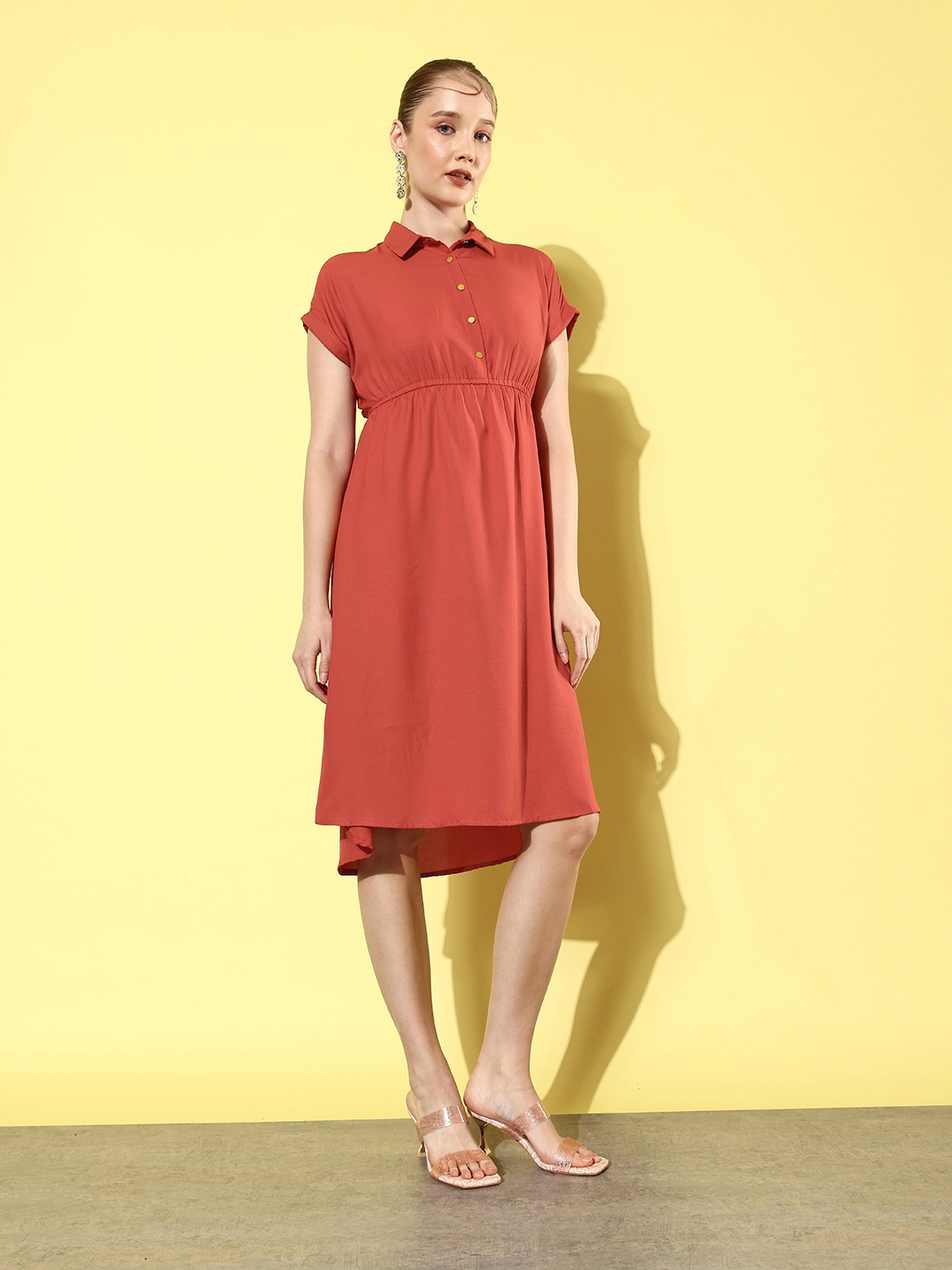 all about you Dusky Rust Shirt Collar Extended Sleeves Lace Stories Fit & Flare Dress
all about you Dusky Rust Shirt Collar Extended Sleeves Lace Stories Fit & Flare Dress