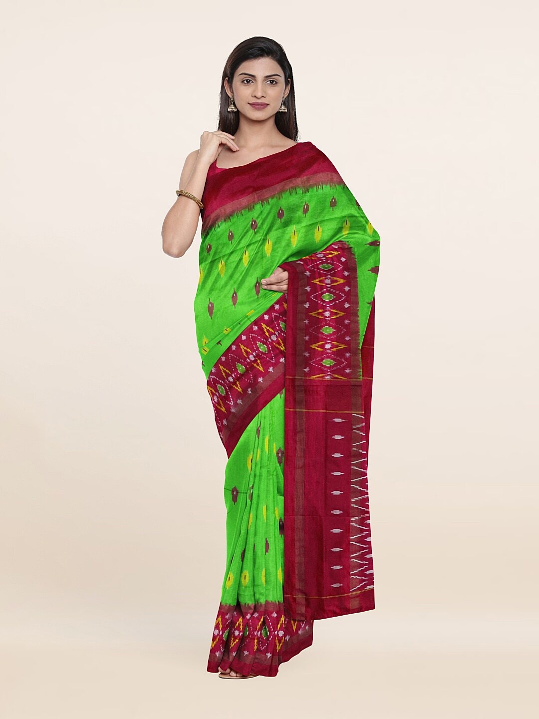 Pothys Woven Design Zari Pure Silk Saree, Green