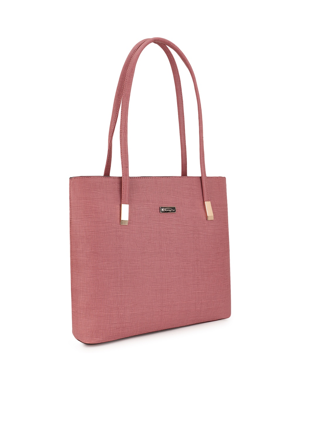 SHINING STAR Textured Oversized Structured Shoulder Bag, Peach