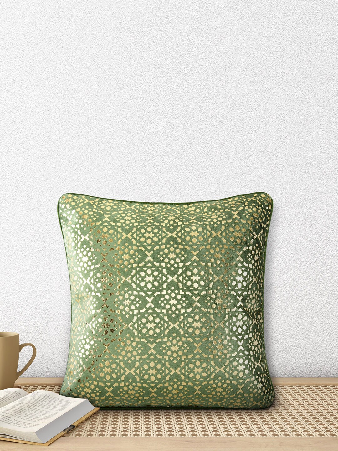 Living scapes by Pantaloons Green & Gold-Toned Geometric Square Cotton Cushion Covers
Living scapes by Pantaloons Green & Gold-Toned Geometric Square Cotton Cushion Covers