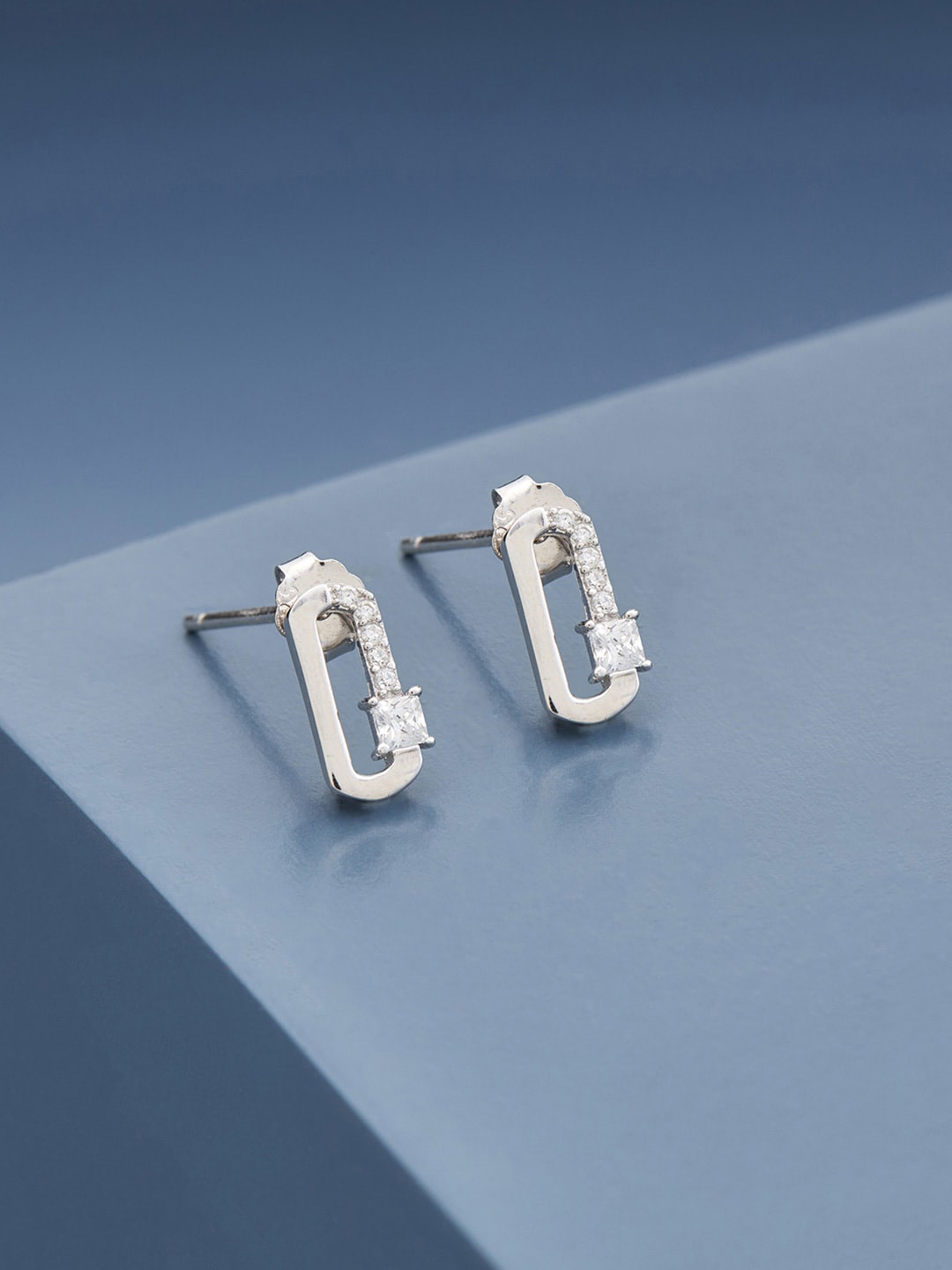 Kushal's Fashion Jewellery Rhodium Plated Contemporary Studs Earrings, White 
Kushal's Fashion Jewellery Rhodium Plated Contemporary Studs Earrings, White