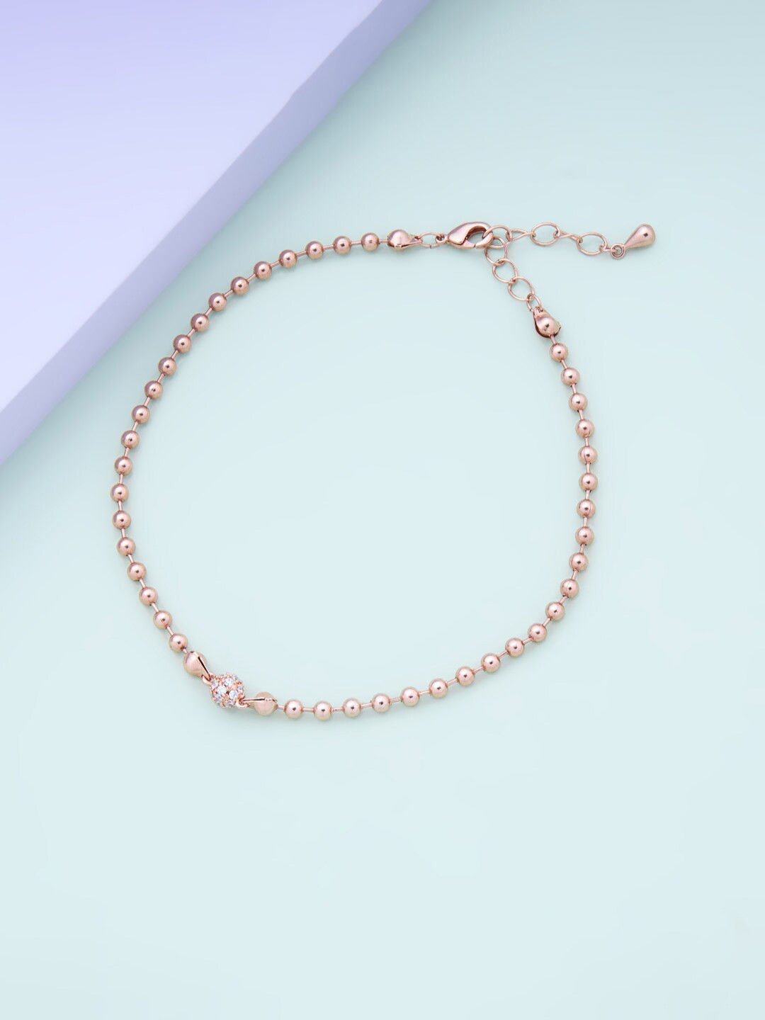 Kushal's Fashion Jewellery Rose Gold-Plated CZ Studded & Beaded Anklet 
Kushal's Fashion Jewellery Rose Gold-Plated CZ Studded & Beaded Anklet