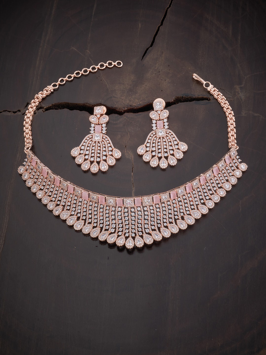 Kushal's Fashion Jewellery Women Rose Gold-Plated Cubic Zirconia Necklace and Earrings, White
Kushal's Fashion Jewellery Women Rose Gold-Plated Cubic Zirconia Necklace and Earrings, White