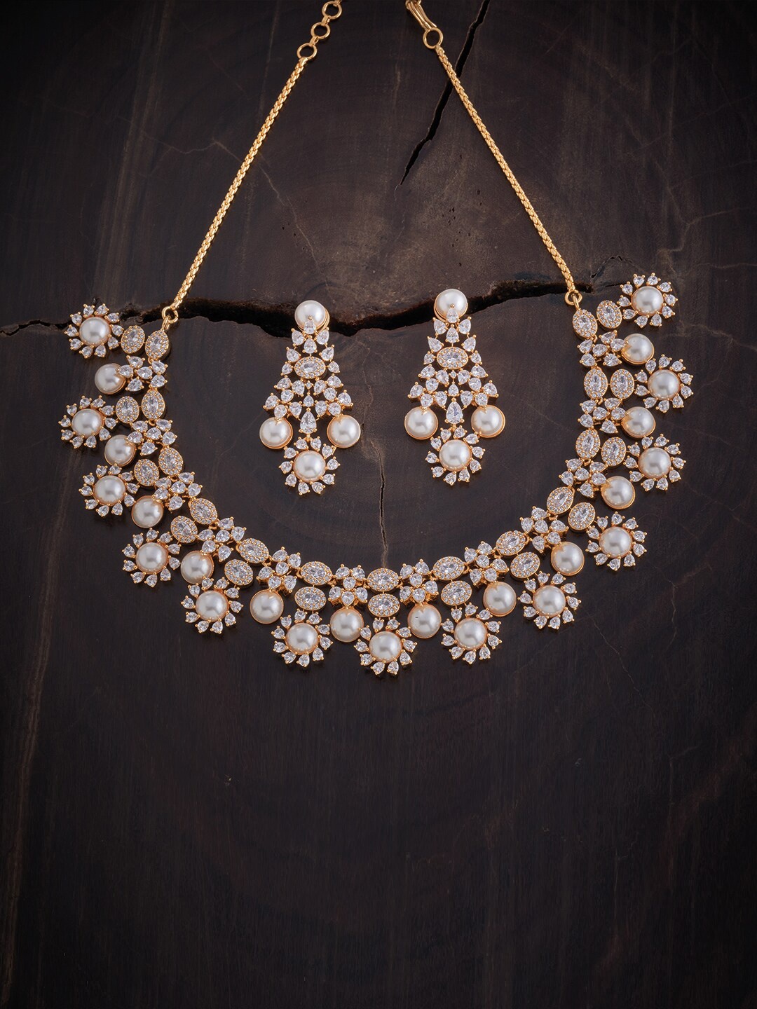 Kushal's Fashion Jewellery Women Gold-Plated Cubic Zirconia Necklace and Earrings, White
Kushal's Fashion Jewellery Women Gold-Plated Cubic Zirconia Necklace and Earrings, White