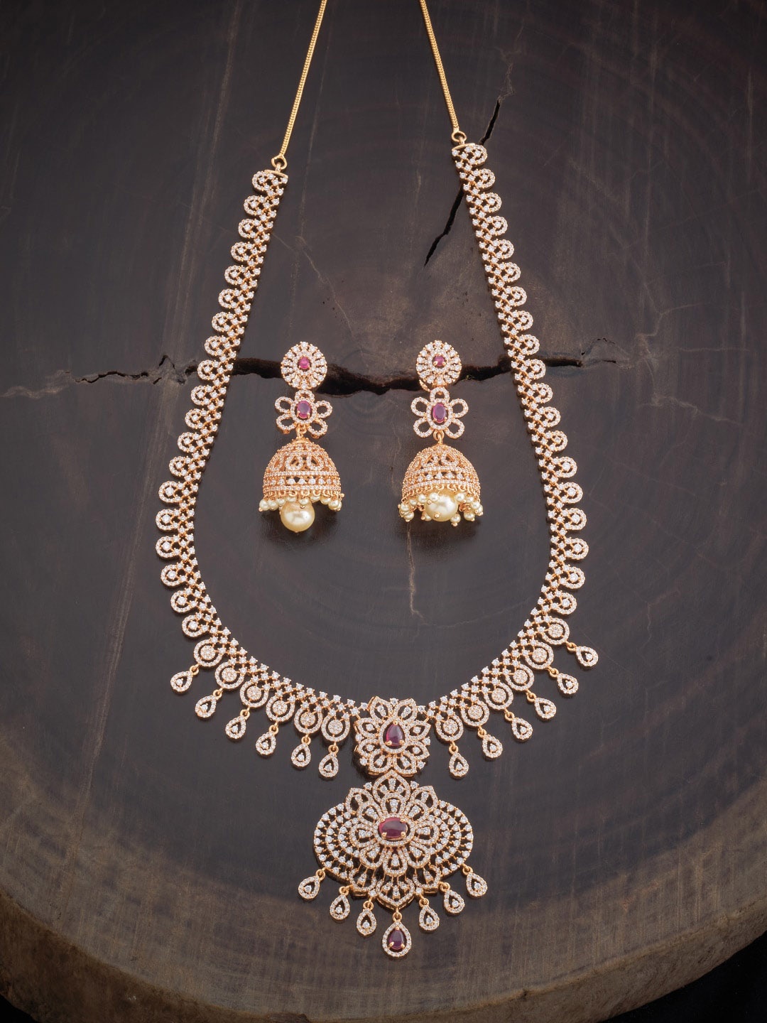 Kushal's Fashion Jewellery Women Gold-Plated CZ Studded Necklace and Earrings, White
Kushal's Fashion Jewellery Women Gold-Plated CZ Studded Necklace and Earrings, White