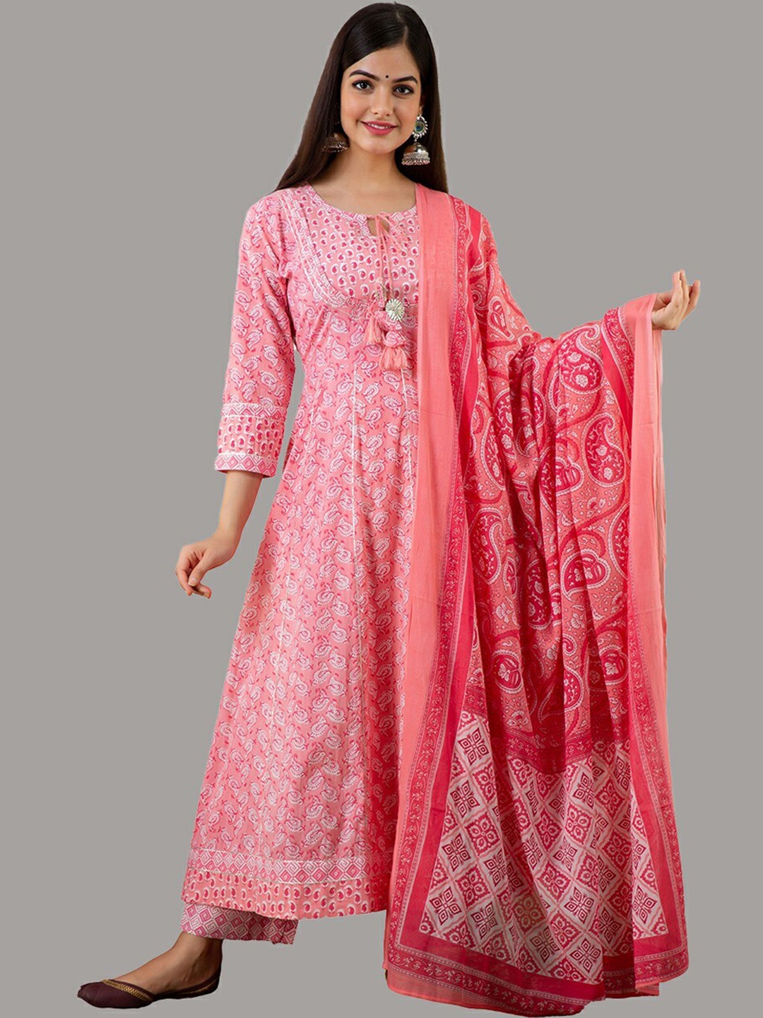OMASK Women Paisley Printed Pleated Pure Cotton Kurta with Trousers & Dupatta, Pink
OMASK Women Paisley Printed Pleated Pure Cotton Kurta with Trousers & Dupatta, Pink