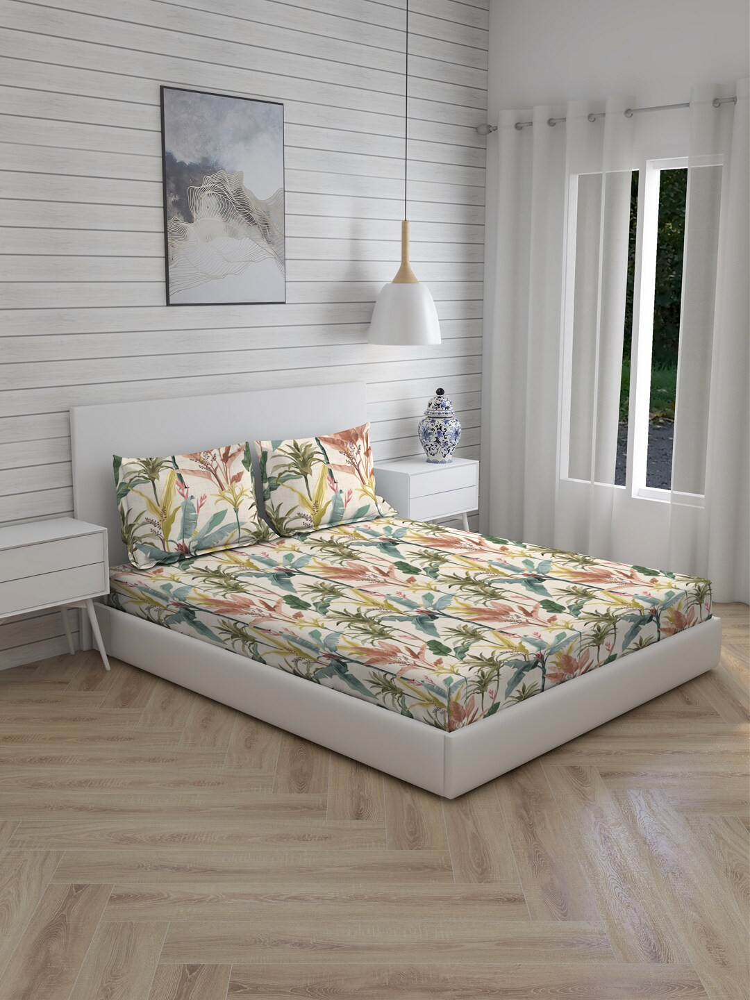 Boutique Living India Cream Floral 300 TC Cotton Super King Bedsheet with 2 Pillow Covers
Boutique Living India Cream Floral 300 TC Cotton Super King Bedsheet with 2 Pillow Covers