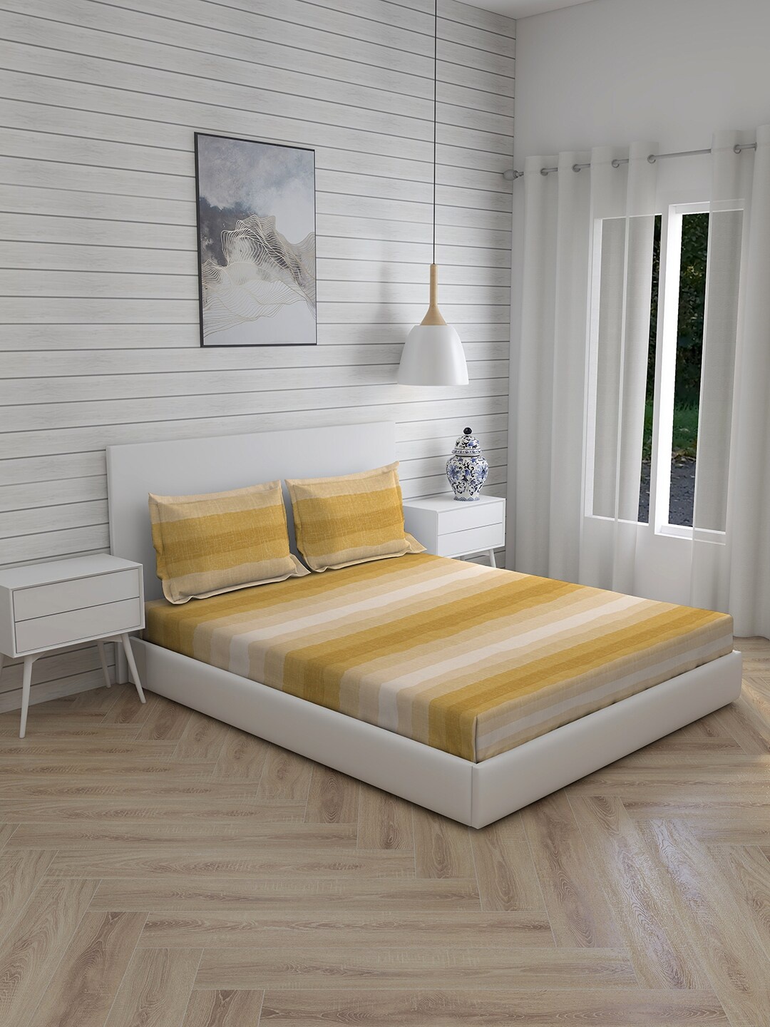 Boutique Living India Geo Tangle 212 TC Cotton Super King Bedsheet with 2 Pillow Covers, Mustard
Boutique Living India Geo Tangle 212 TC Cotton Super King Bedsheet with 2 Pillow Covers, Mustard