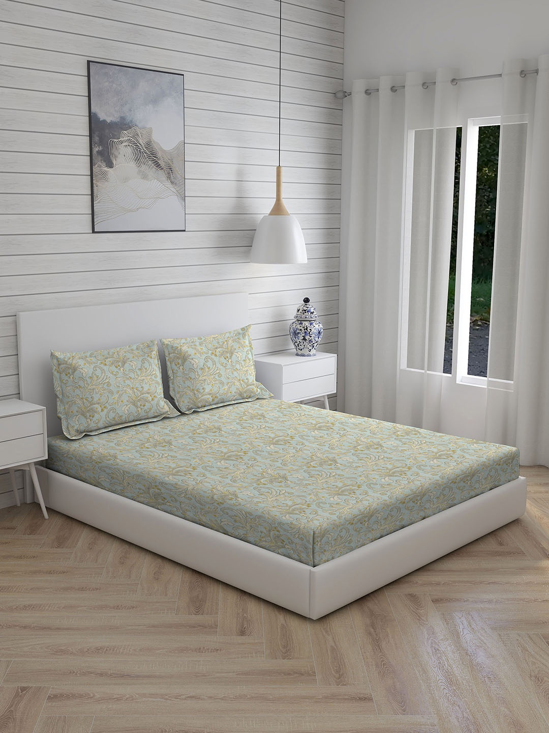 Boutique Living India Turquoise Blue 270 TC Cotton Super King Bedsheet & 2 Pillow Covers
Boutique Living India Turquoise Blue 270 TC Cotton Super King Bedsheet & 2 Pillow Covers