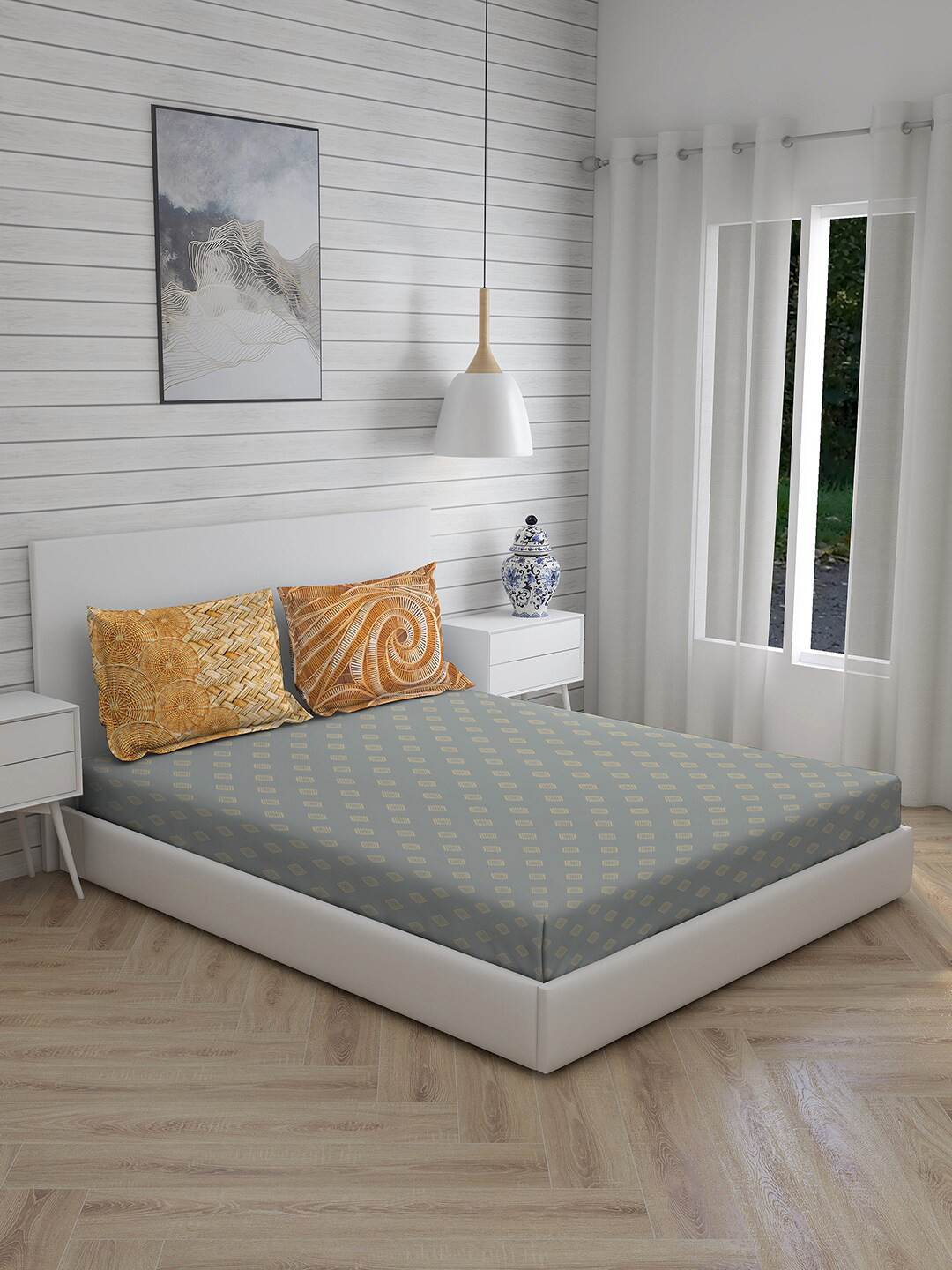 Boutique Living India Heritage Walk Grey 200 TC Pure Cotton King Bedsheet with 2 Pillow Covers
Boutique Living India Heritage Walk Grey 200 TC Pure Cotton King Bedsheet with 2 Pillow Covers