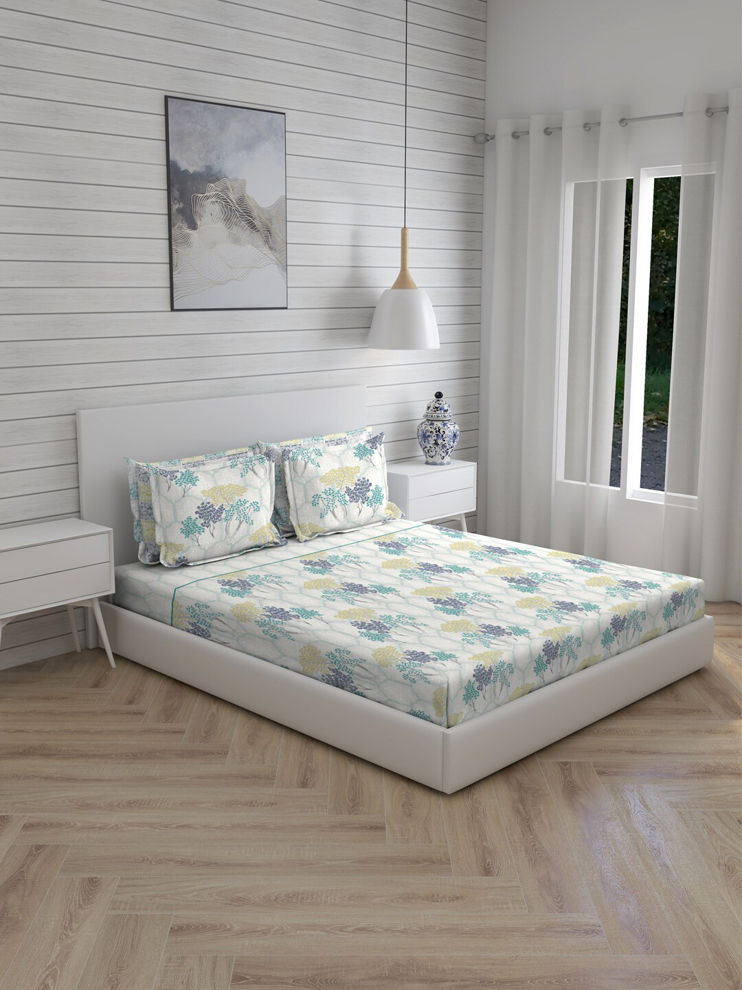 Boutique Living India Urban Tropic White Floral 600 TC Pure Cotton King Bedsheet with 4 Pillow Covers
Boutique Living India Urban Tropic White Floral 600 TC Pure Cotton King Bedsheet with 4 Pillow Covers
