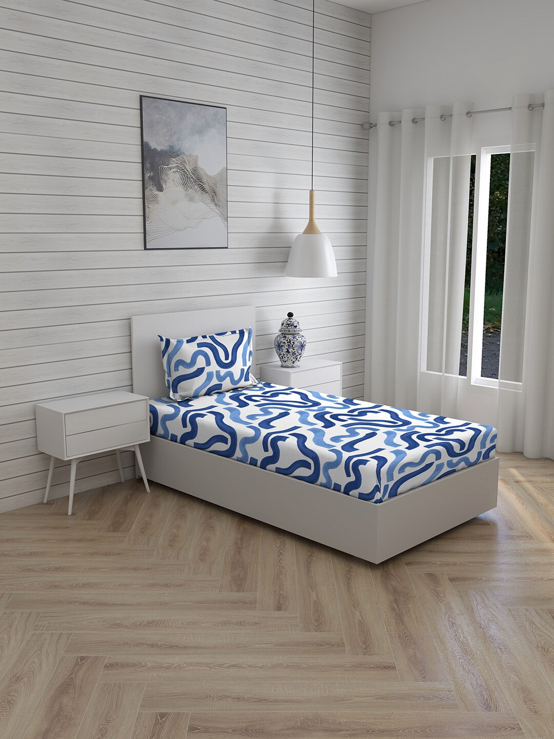 Boutique Living India Monologue Blue 144 TC Pure Cotton Single Bedsheet with 1 Pillow Covers
Boutique Living India Monologue Blue 144 TC Pure Cotton Single Bedsheet with 1 Pillow Covers