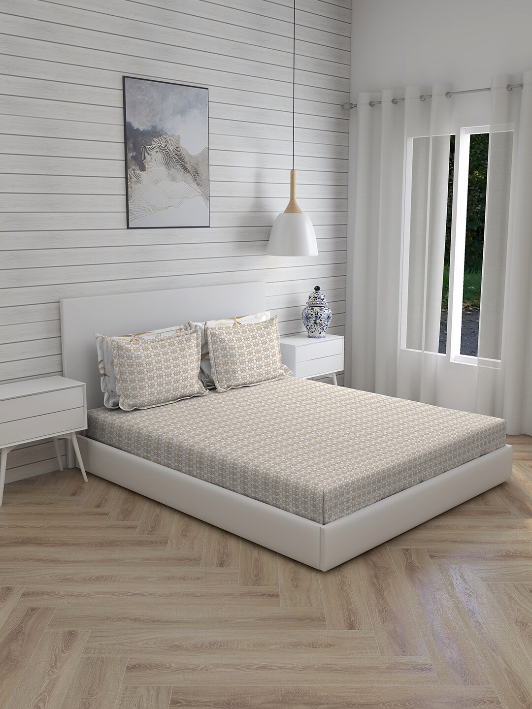 Boutique Living India Urban Tropic Off White 600 TC Pure Cotton King Bedsheet with 4 Pillow Covers
Boutique Living India Urban Tropic Off White 600 TC Pure Cotton King Bedsheet with 4 Pillow Covers