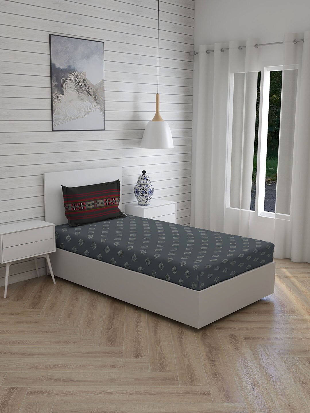 Boutique Living India Heritage Walk Grey 200 TC Pure Cotton Single Bedsheet with 1 Pillow Covers
Boutique Living India Heritage Walk Grey 200 TC Pure Cotton Single Bedsheet with 1 Pillow Covers