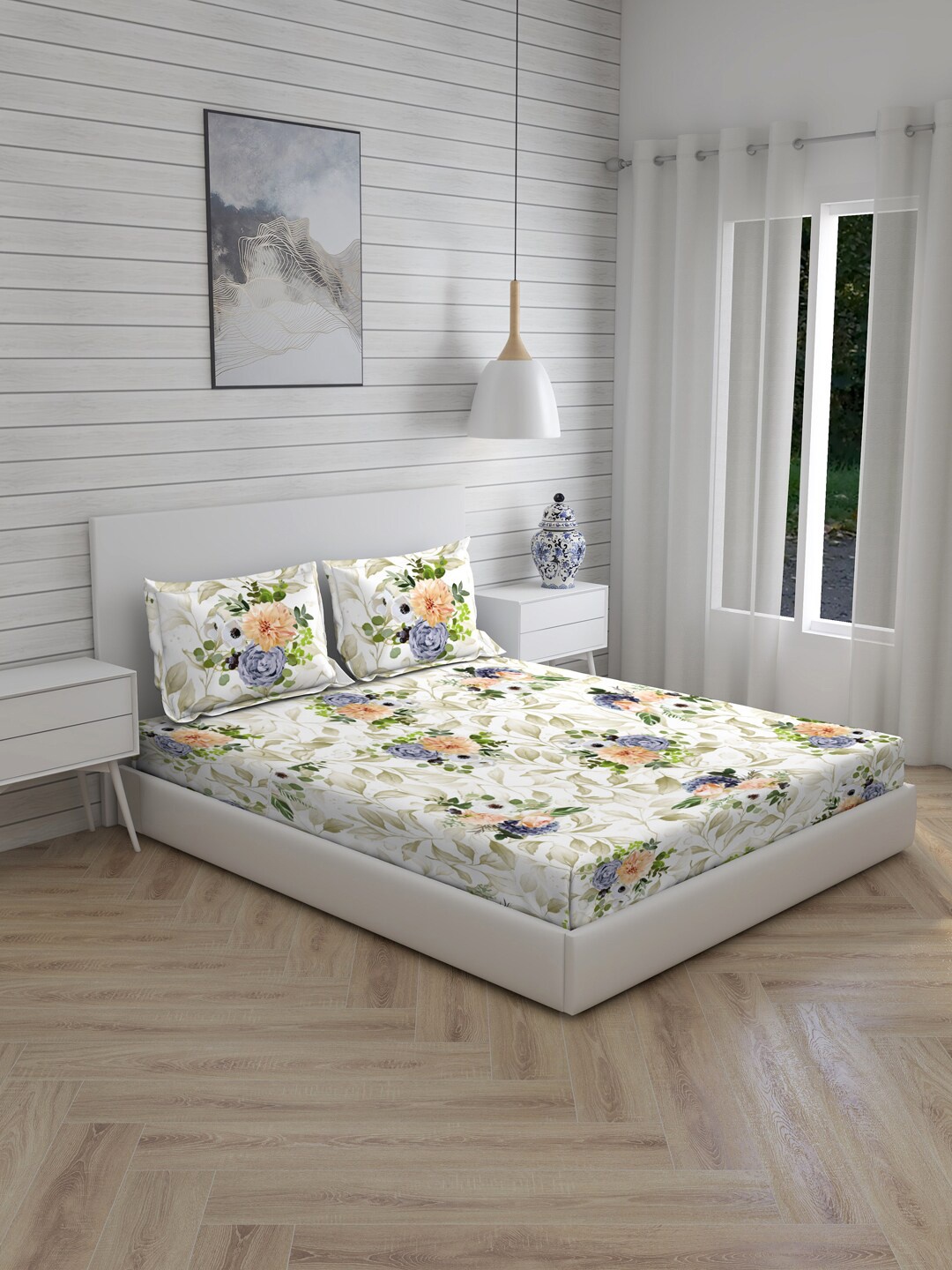 Boutique Living India Tangelo Off White 300 TC Pure Cotton King Bedsheet with 2 Pillow Covers
Boutique Living India Tangelo Off White 300 TC Pure Cotton King Bedsheet with 2 Pillow Covers