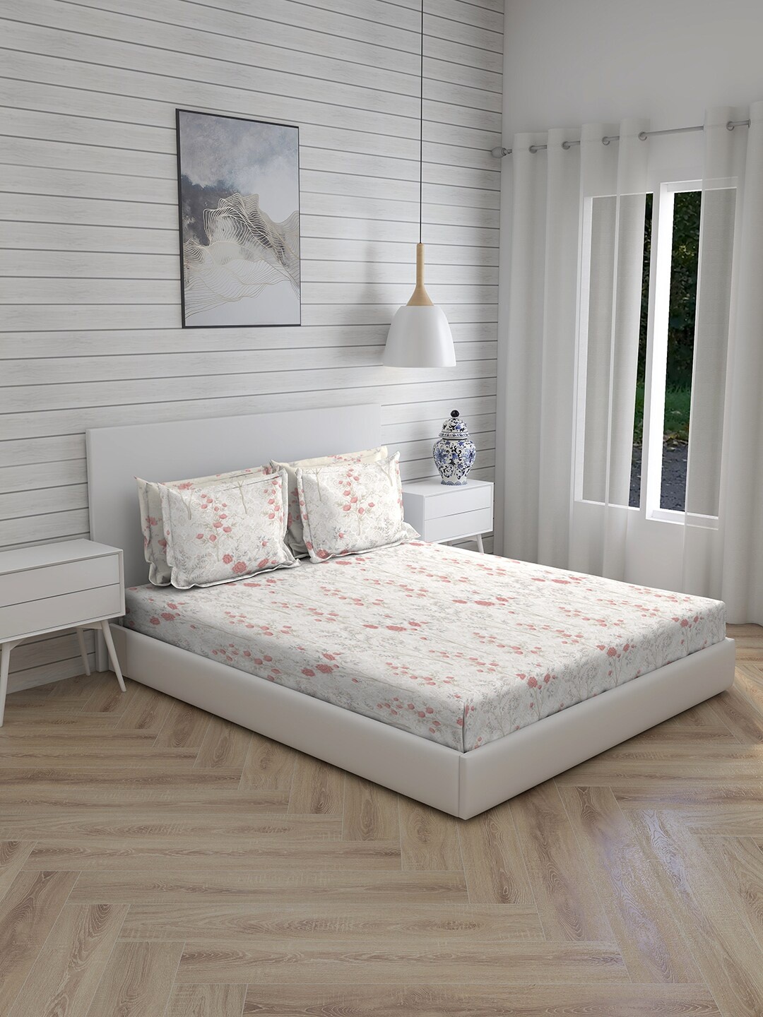 Boutique Living India Off White & Pink Pure Cotton 600 TC King Bedsheet 4 Pillow Covers
Boutique Living India Off White & Pink Pure Cotton 600 TC King Bedsheet 4 Pillow Covers